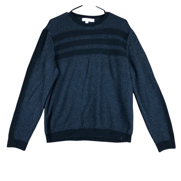 Calvin Klein Mens Sweater Gray Black Stripe Crew Neck Long Sleeve XLarge - Picture 1 of 13